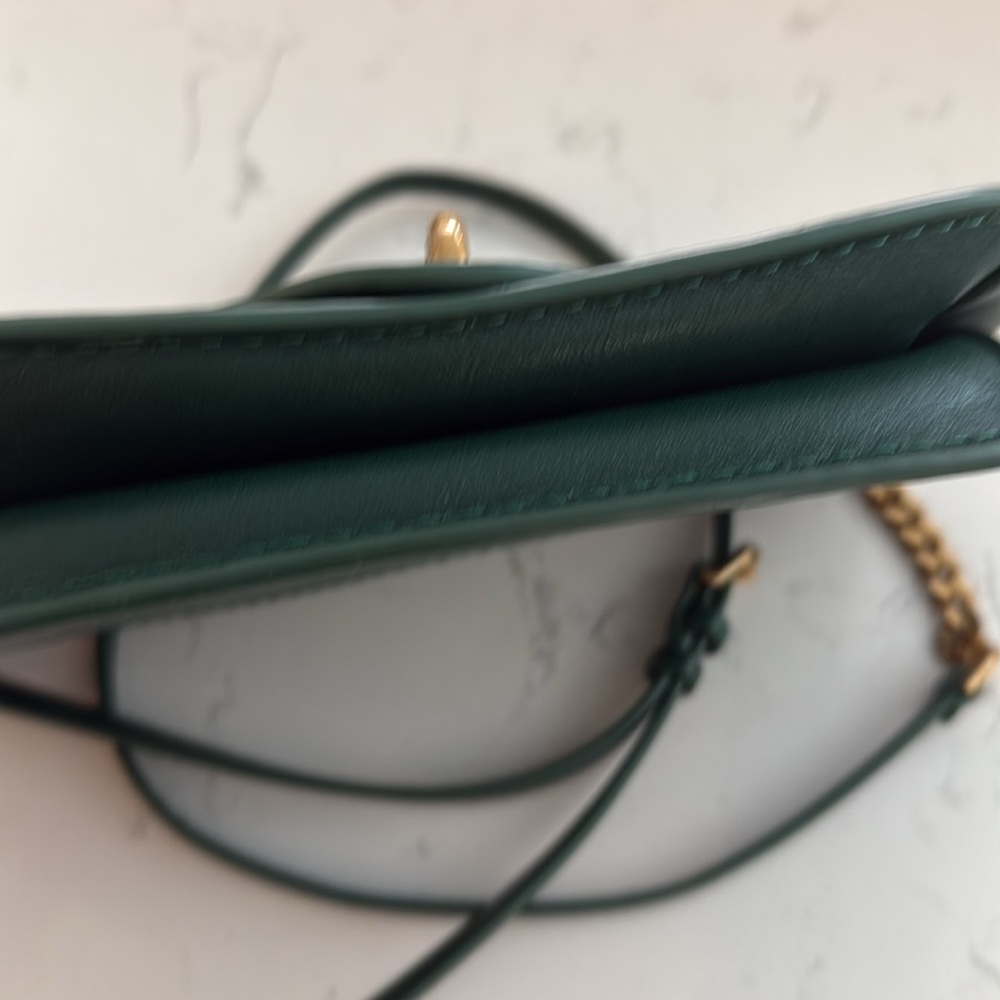 Rebecca Minkoff Dark Green leather  Crossbody Bag shoulder handbag purse gold - Picture 8 of 8
